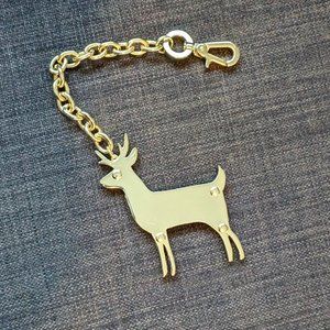 Stella McCartney Le Sportsac Deer Charm Keychain Two faced Gold Brown